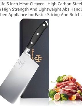 HomeSlice 6" Stainless Cleaver Knife - Black/Silver